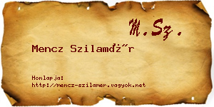 Mencz Szilamér névjegykártya